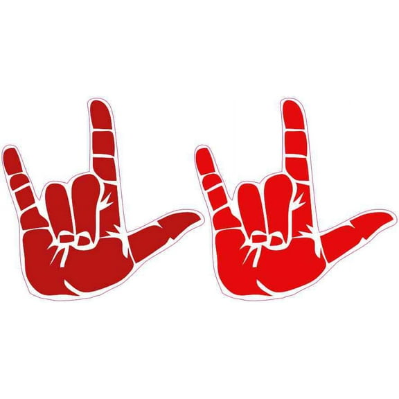 3in x 3in Two Shades of Red ASL I Love You Stickers