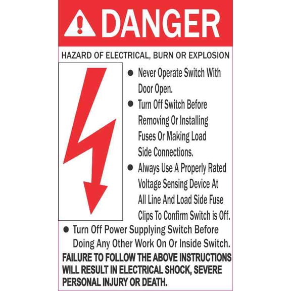 3in x 5in Danger Hazard of Electrical Burn of Explosion Magnet Vinyl Sign