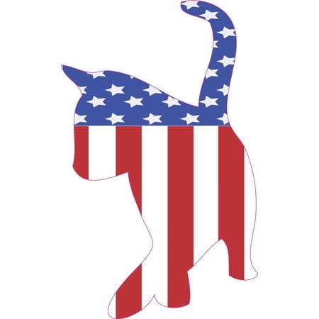 3in x 5in Patriotic Cat Silhouette Sticker