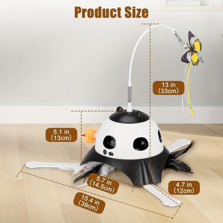 3in1 Automatic Interactive Cat Toys for Indoor Cats - USB Rechargeable, Smart Rotating Feather Wand & Fluttering Butterfly