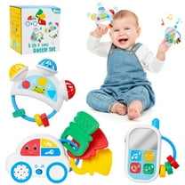 3in1 Baby Sensory Toys 0-6 Month, Baby Musical Rattle Teething Toys 3-6 Month, Early Educational Activity Travel Learning Toy 6-12 Months, Montessori Newborn Shower Gifts for 1 2 Year Old Boys Girls