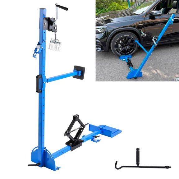 3in1 Car Dent Removal Tool with Pull Rod and Accessories, Heavy Duty Frame Puller Machine for Wheel Eyebrow, Door Dents, and Panel Restoration, Blue