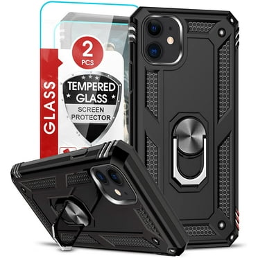 3in1 Case Bundle for Apple iPhone 12 Mini Heavy Duty Case with Built-in Kickstand, Dual Layer Protection with 2 Clear Screen Protectors, Sturdy Case for Apple iPhone 12 Mini, Black