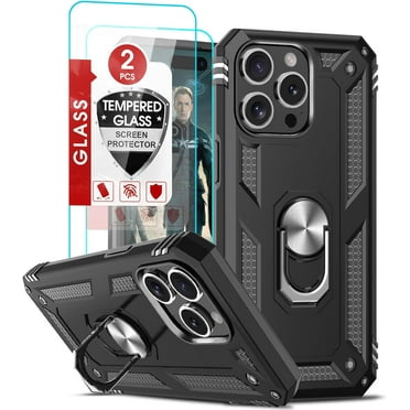 3in1 Case Bundle for Apple iPhone 13 Pro Max Heavy Duty Case with Built-in Kickstand, Dual Layer Protection with 2 Clear Screen Protectors, Sturdy Case for Apple iPhone 13 Pro Max, Black