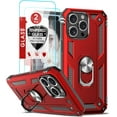 thumbnail image 1 of 3in1 Case Bundle for Apple iPhone 14 Pro Max Heavy Duty Case with Built-in Kickstand, Dual Layer Protection with 2 Clear Screen Protectors, Sturdy Case for Apple iPhone 14 Pro Max, Red, 1 of 7