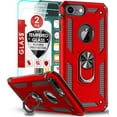 thumbnail image 1 of 3in1 Case Bundle for Apple iPhone 8, 7, SE, Heavy Duty Case with Built-in Kickstand, Dual Layer Protection with 2 Clear Screen Protectors, Sturdy Case for Apple iPhone 8, 7, SE,, Red, 1 of 7