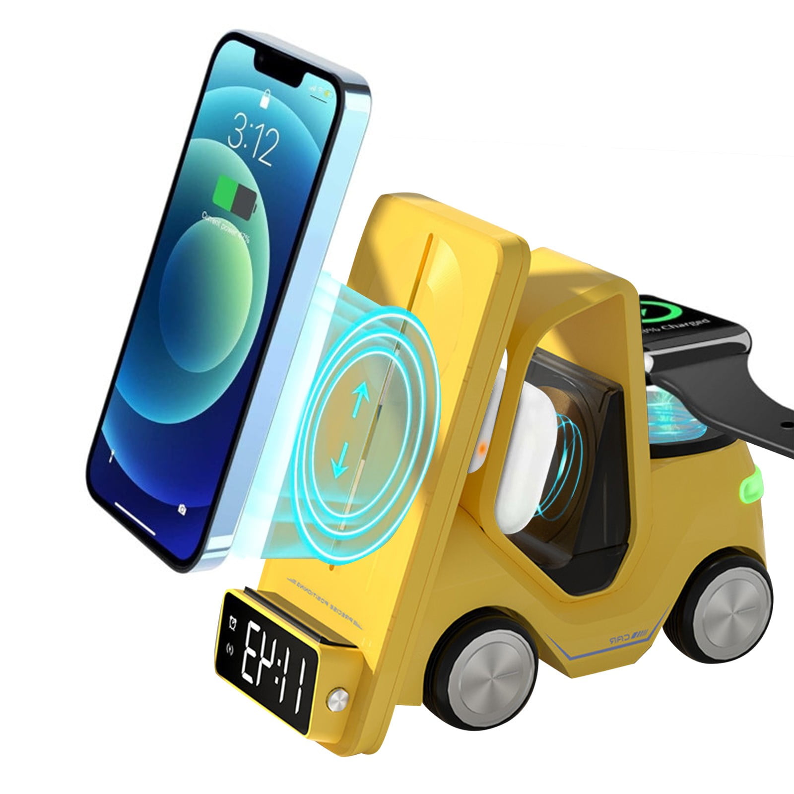 3in1 Forklift Wireless Charging Station With Clock Ambient Light Small
