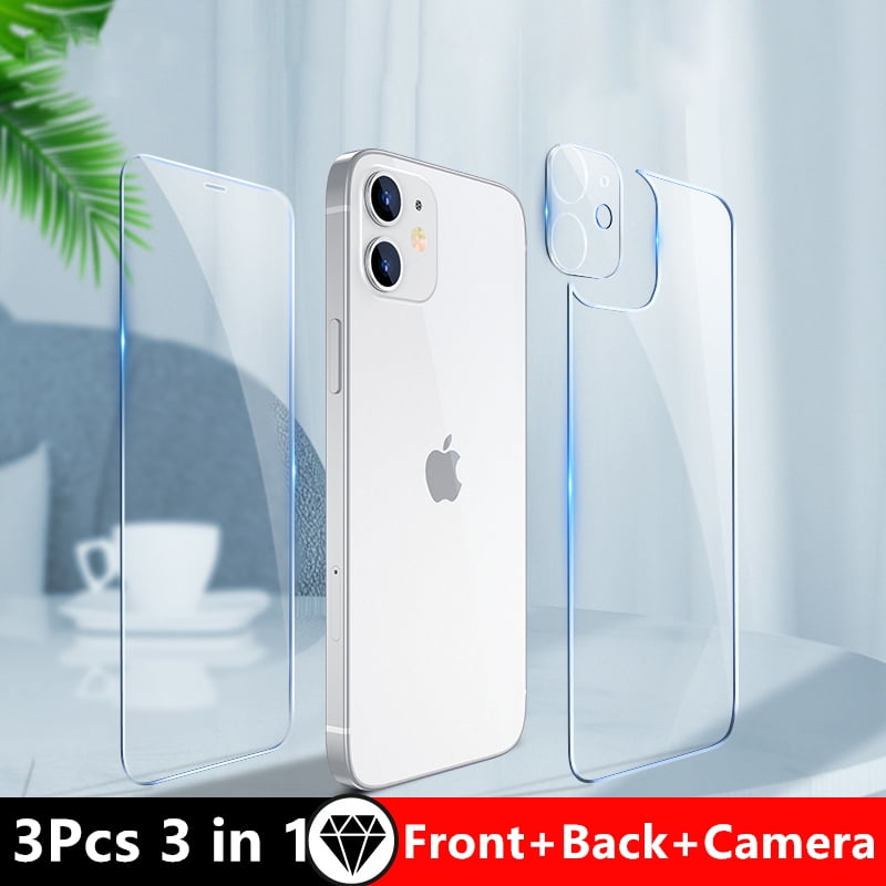 3in1 Front+Back+Lens Full Cover Protective Tempered Glass For iPhone 16