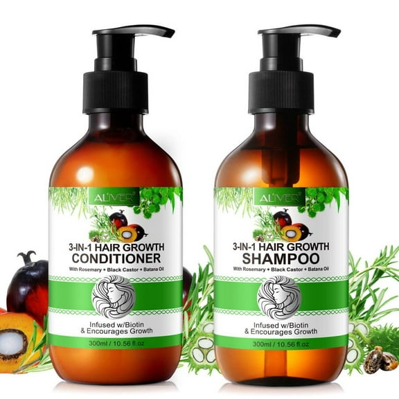 3in1 Hair Growth Shampoo/Conditioner set with Biotin ,Jamaican Black Castor Oil + Rosemary Oil + Batana oil (Shampoo and Conditioner) All Natural Ingredient