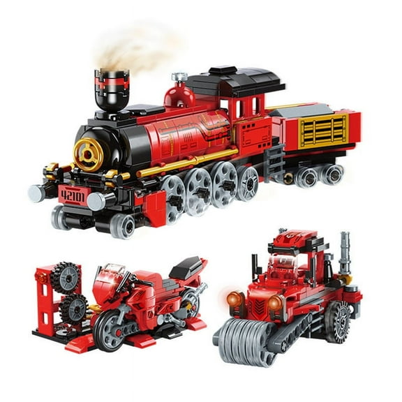 3in1 High-Tech Creative City Train Building Blocks Motorcycle Road Roller Bricks DIY kid Transform Train Toys Children Gift No Retail Box