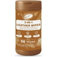 thumbnail image 1 of 3in1 Leather Wipes 50 Count, Extra Large 8" x 10" Size, Clean Condition Protect for Car Seat, Furniture Couch, Shoes Boots Bags Purse Apparel, 1 of 4