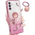 thumbnail image 1 of (3in1 for Samsung Galaxy A13 5G Case Glitter Sparkly for Women Girls Sparkle Girly Bling Shiny Phone Cover Cute Flowers Floral Design with Ring Holder Pretty Cases for A13 5G 6.5 inch, 1 of 12