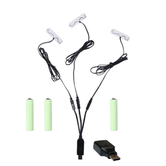3in1 USB/Type C to 3V 2AA Battery Eliminator Replace 2AA Batteries for Toy Flashlight for Smart Door Lock Lamp
