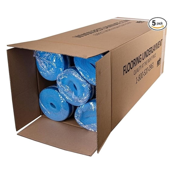 3in1 Vapor Barrier Flooring Underlayment w/Overlap and pre-Attached Tape Strip - Bestlaminate- 2mm - 500sq.ft (Bundle 5 Rolls Each 100 sg.ft.)