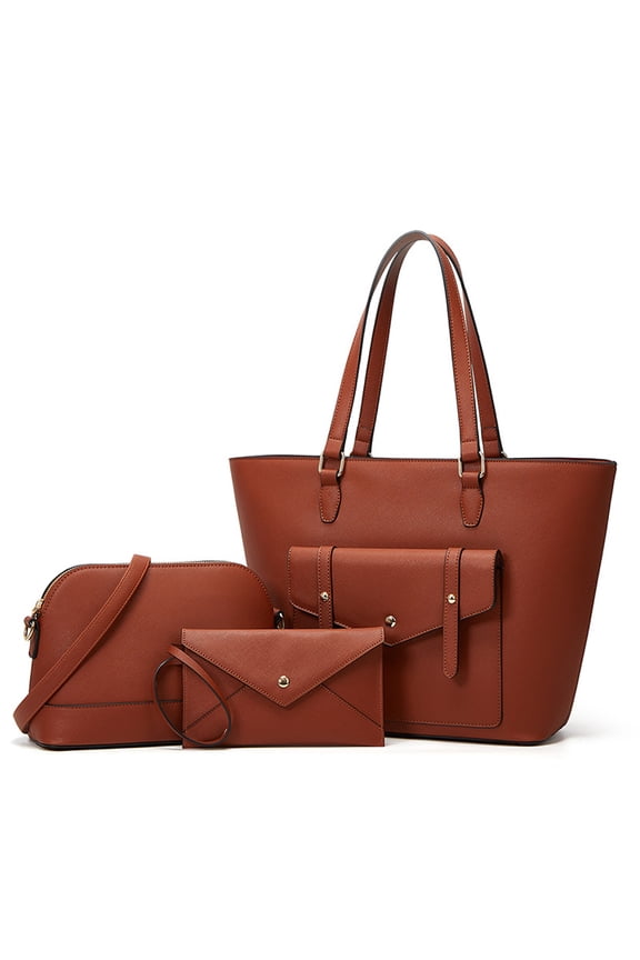 3in1 Women large capacity tote bag with matching shoulder bag and Wallet Water proof pu leather handbag for Ladies