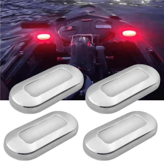 3inch 12V LED Courtesy Light,Stair Step Light,Red Lighting,Waterproof,Stainless Steel Cover,for RV Marine Deck Walkway,4-Pack