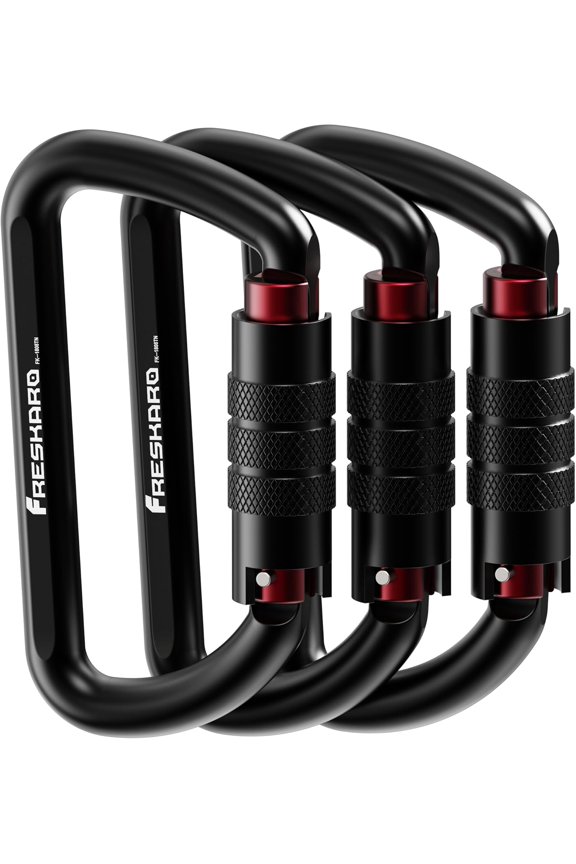 3inch 12kN2698lb Auto Locking Carabiner Clip, olid D hape, Heavy Duty 7075 Aluminum, Lightweight 1.09oz, R Proof, for Hammock, Hing, Dog Leah, Keychain etc., Mult