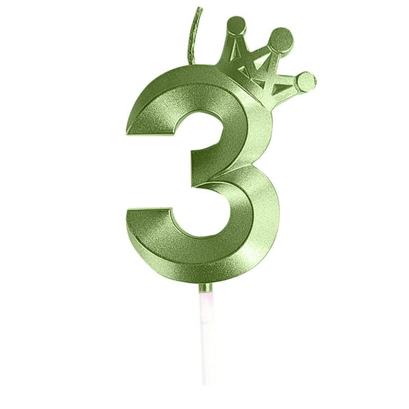 3inch Birthday Number Candle, 3D Candle Cake Topper with Cake Numeral Candles Number Candles for Birthday Anniversary Parties (Green, 3)