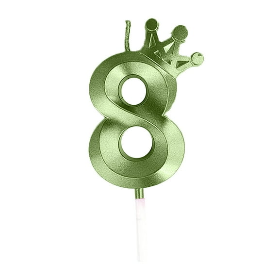3inch Birthday Number Candle, 3D Candle Cake Topper with Cake Numeral Candles Number Candles for Birthday Anniversary Parties (Green, 8)