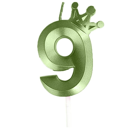 3inch Birthday Number Candle, 3D Candle Cake Topper with Cake Numeral Candles Number Candles for Birthday Anniversary Parties (Green, 9)