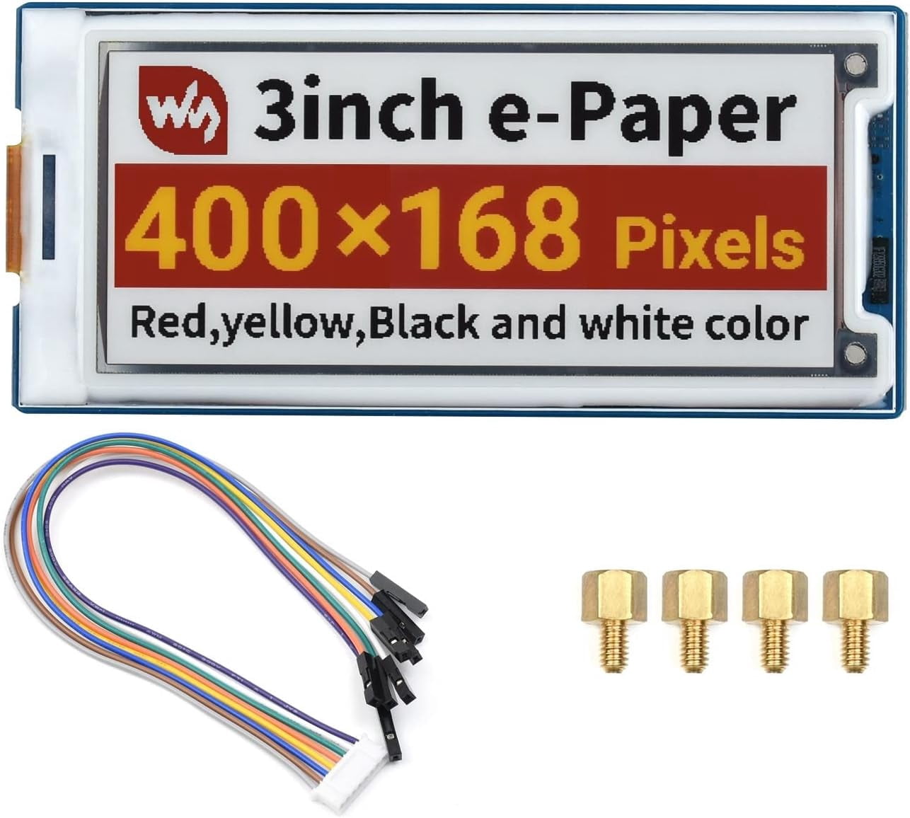 3inch E-Paper Module (G) 400 × 168 Resolution e-Ink Display Red/Yellow/Black/White epaper Screen for 4B/3B+/3B/2B/B+/A+/Zero/Zero W/WH/Zero 2W,Jetson Nano/Arduino,SPI Interface