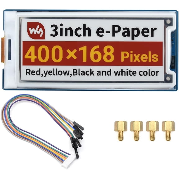 3inch E-Paper Module (G) 400  168 Resolution e-Ink Display Red/Yellow/Black/White epaper Screen for 4B/3B+/3B/2B/B+/A+/Zero/Zero W/WH/Zero 2W,Jetson Nano/Arduino,SPI Interface