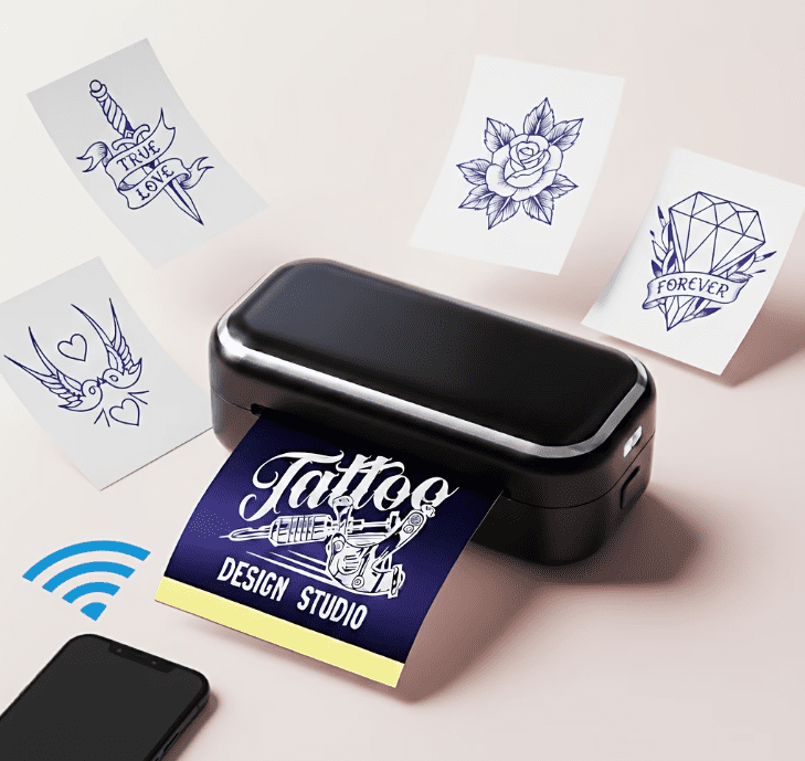 3inch Mini Tattoo Stencil Printer | Wireless Transfer Machine with 30pcs Paper, Compact Plastic Device for Beginners & Artists, Temporary Design Maker, USB Charging