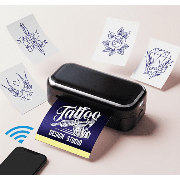 3inch Mini Tattoo Stencil Printer | Wireless Transfer Machine with 30pcs Paper, Compact Plastic Device for Beginners & Artists, Temporary Design Maker, USB Charging