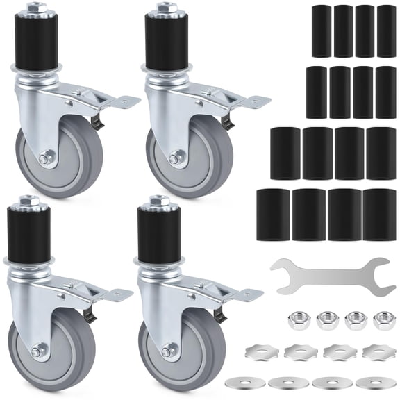 3inch Prep Table Caster Wheels Set, Heavy Duty Expanding Stem Casters