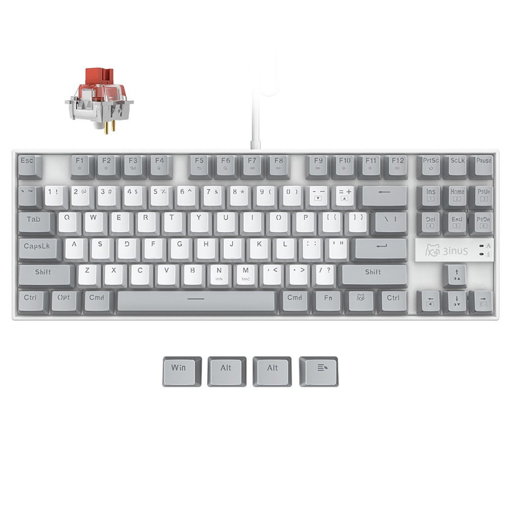 3inuS 87-Key 5-in-1 Mechanical Keyboard Hub Dual USB-C Cable Hot ...