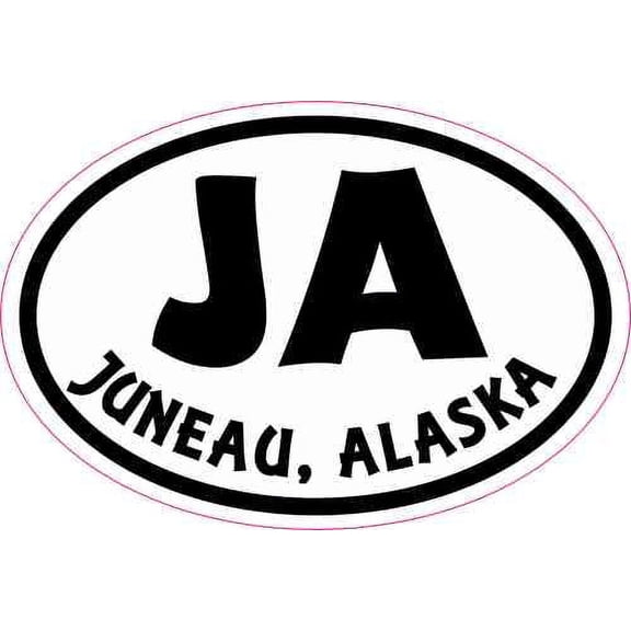 3inx2in Oval JA Juneau Alaska Sticker Vinyl Travel Decal Luggage Stickers