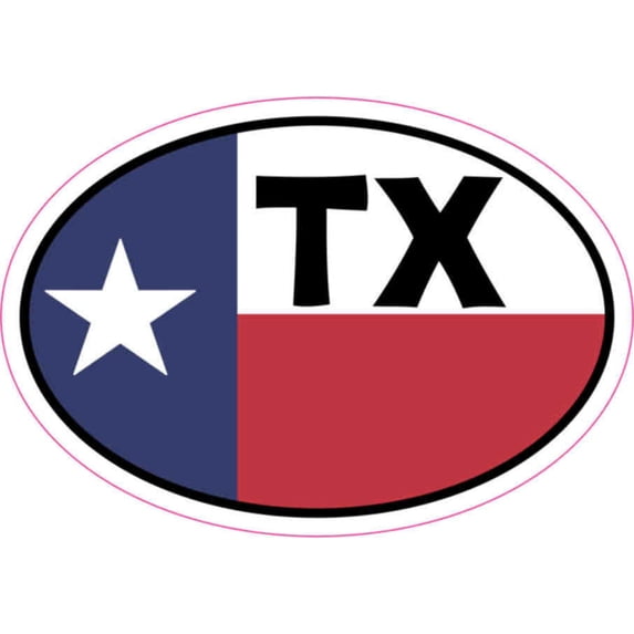 3inx2in Oval TX Flag Sticker Vinyl Flags Texan State Flags Bumper Stickers