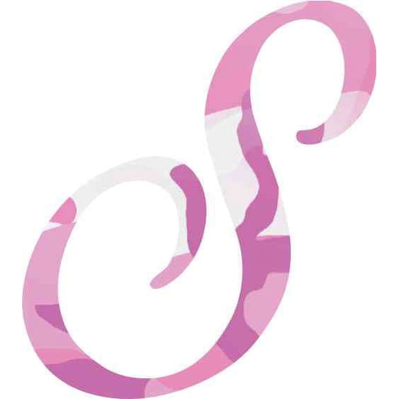 3inx3in Pink Camo Cursive S Monogram Sticker Vinyl Car Stickers Cup Decal