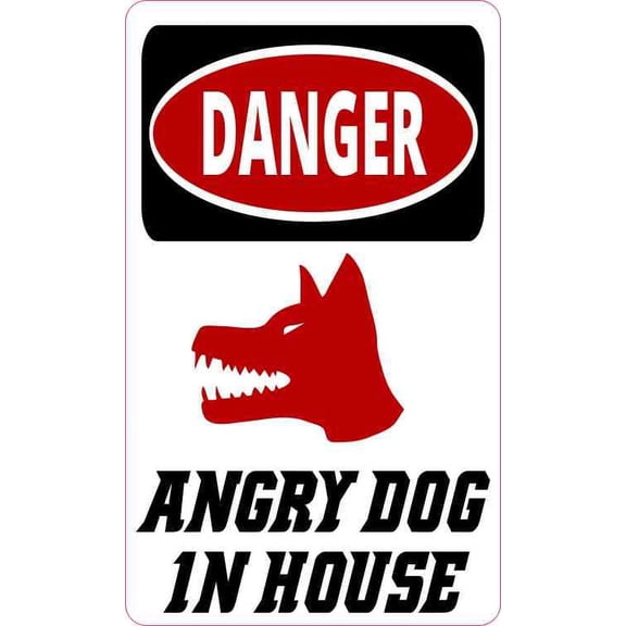 3inx5in Danger Angry Dog in House Magnet Vinyl Magnetic Animal Sign