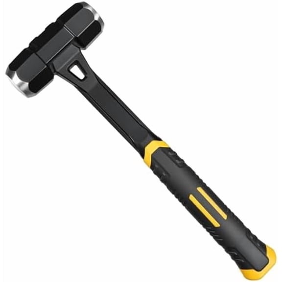 3lb Sledge Hammer - Heavy Duty Drilling Hammer with Forged Steel Head & Fiberglass Handle, Perfect for Demolition, Construction, and Blacksmithing