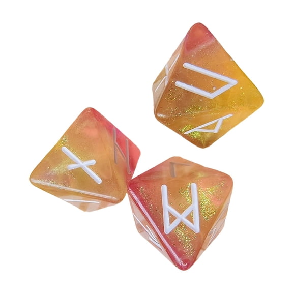 3lots Triple Runes Engraved Octahedral Dices Star Divination Runes Polyhedral Dices for Tabletop Game Accessories