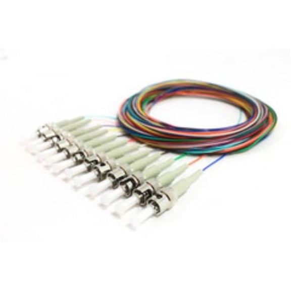 3m 12 Strand Fiber Pigtail, OM1 - 62.5 & 125, Multmode Beige Boot ST & PC Connectors Cable