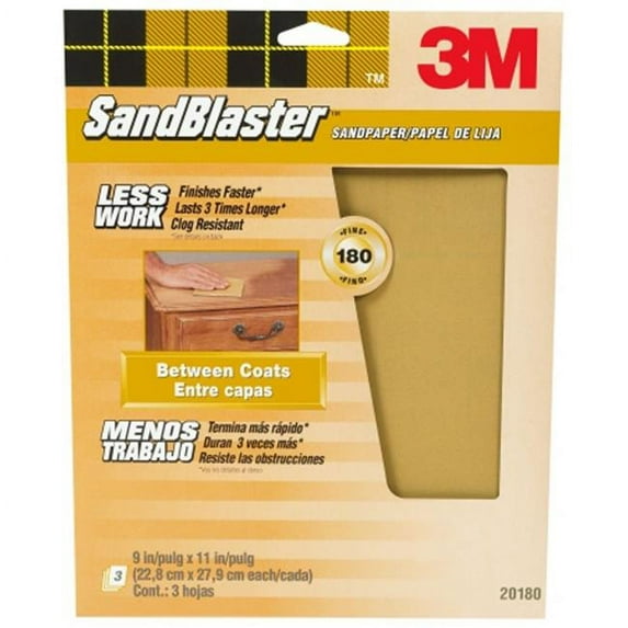 3m 20180-G 9 in. X 11 in. 180 Grit SandBlaster Paint Stripping Sandpaper Sheets