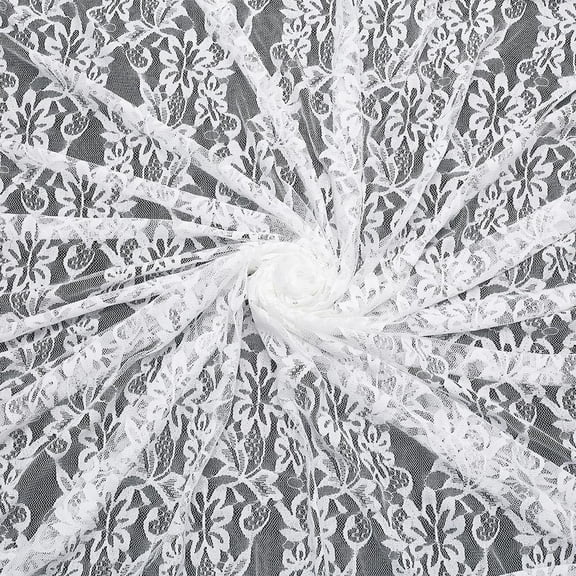 3m/3.3 Yards White Floral Lace Fabric Embroidery with Flower Pattern 59 Inch Wide Perfect for Wedding Dress Bridal Veil Home Decor