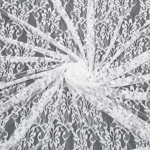 3.3Yards White Lace Fabric Embroidery 59 Inch Wide Lace Fabric with Flower Pattern Lace Tablecloth Lace Table Runner Bridal Veil Lace Fabric