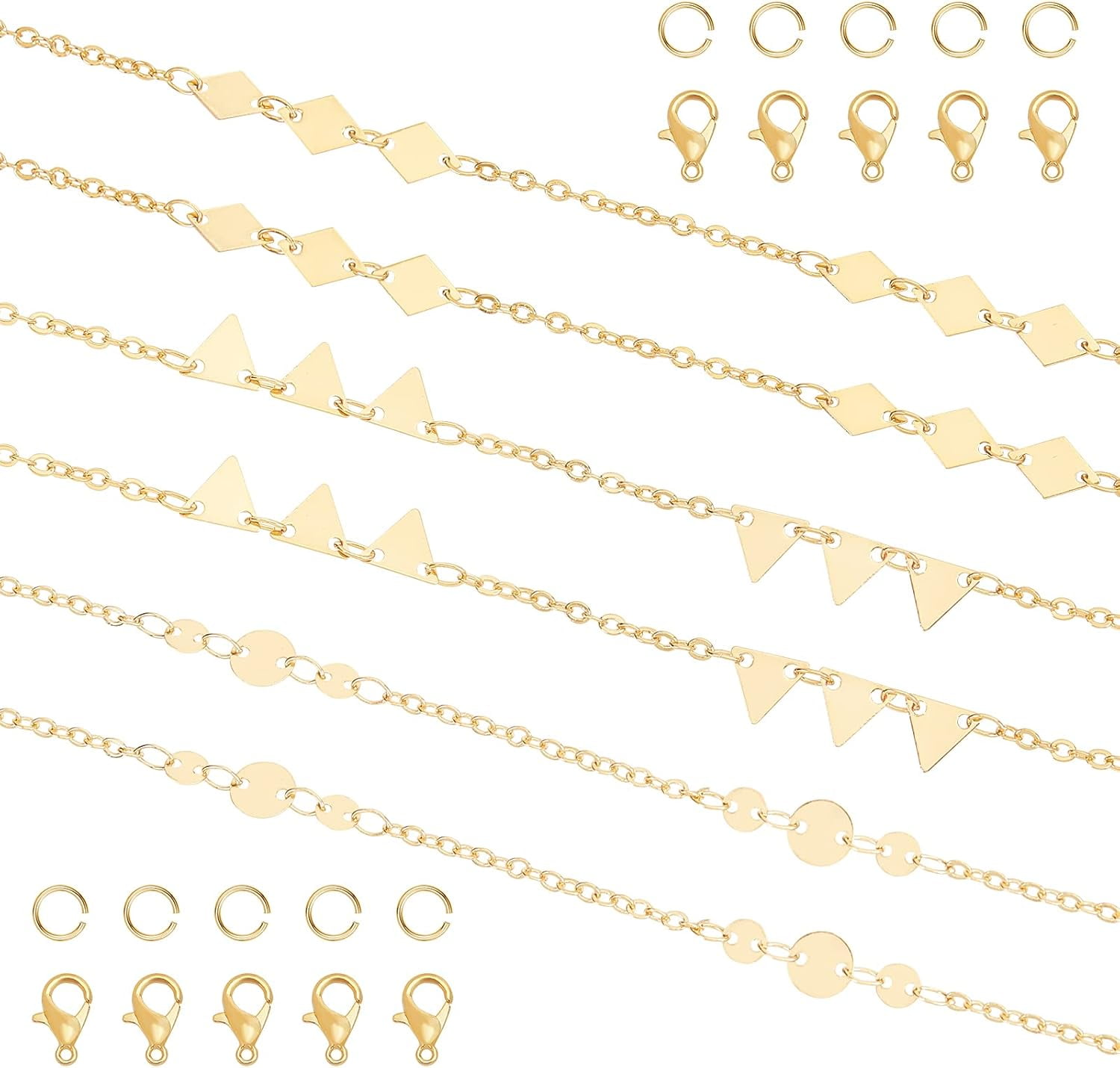 3m 3 Styles Gold Chain for Jewelry Making Solid Brass Cable Chain Link ...