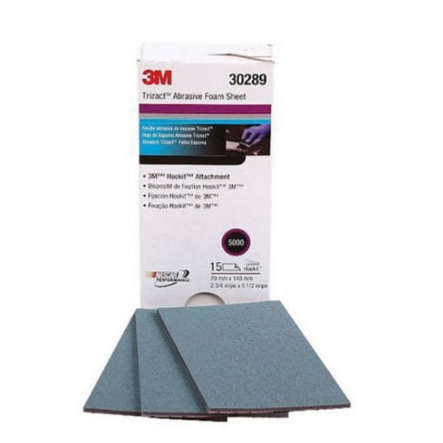 3M Trizact Foam Abrasive Sheet, 2 3/4" W x 5 1/2" L, P5000 Grit, Blue, Box 15