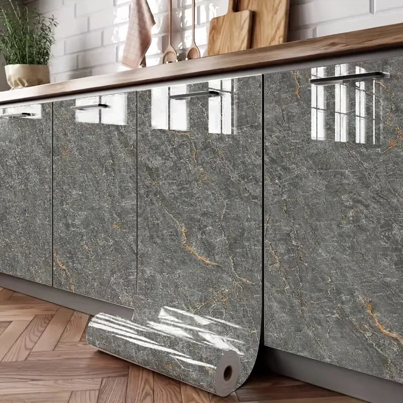 3m*40cm peel and stick marble wallpaper - waterproof and oil-resistant PVC suitable for kitchen backsplash, bedroom, living room wall and furniture renovation - easy to apply home decoration