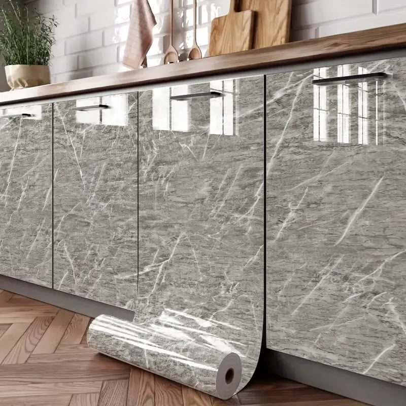 3m*40cm peel and stick marble wallpaper - waterproof and oil-resistant PVC suitable for kitchen backsplash, bedroom, living room wall and furniture renovation - easy to apply home decoration