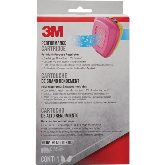 3M Pro Multi-Purpose Respirator Cartridge 60923H1-DC - Replacement Filter - Pink