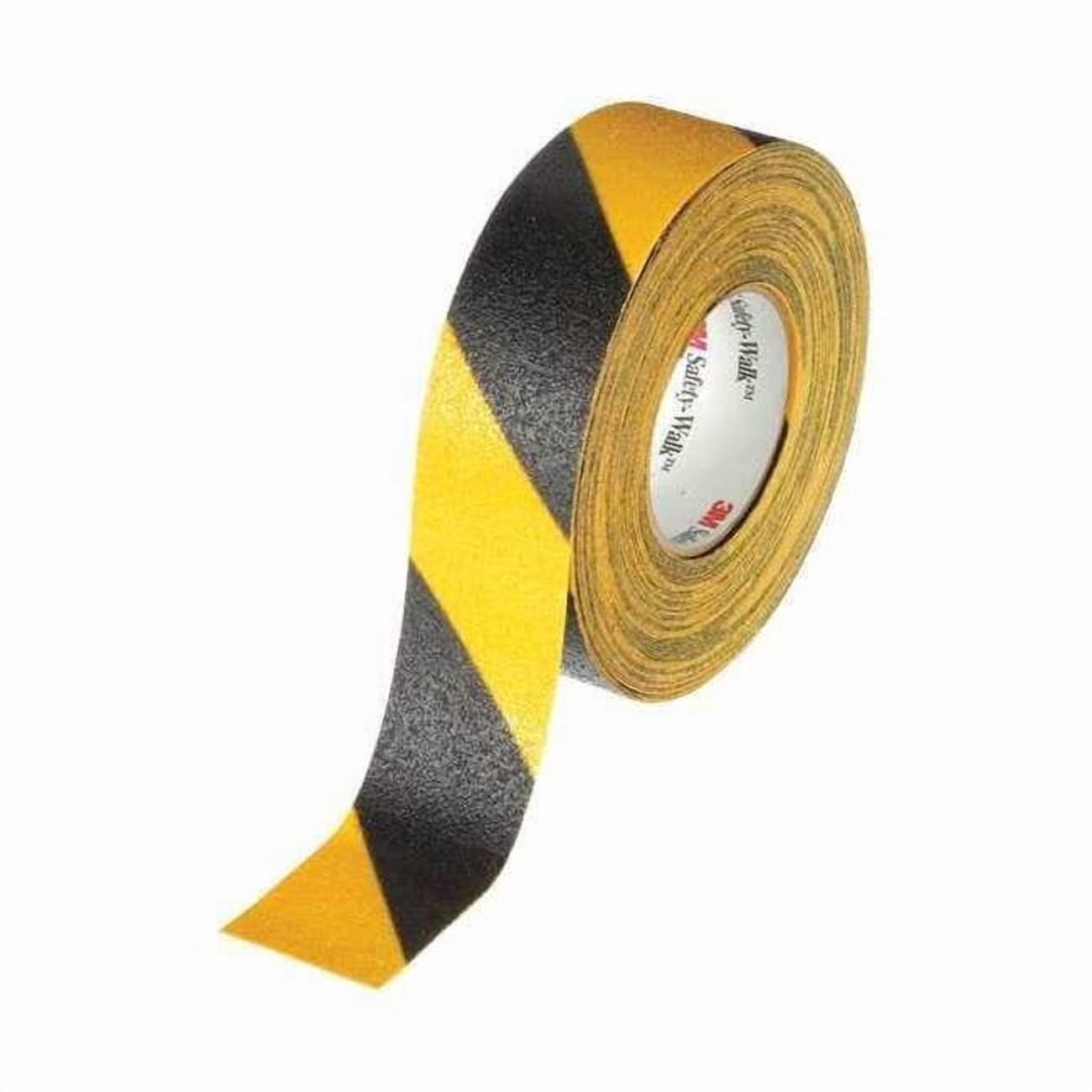 Anti-Slip Tape Mineral Coated; Substrate: Plastic Film 60 Grit Size, Black/Yellow, 3" W x 60 ft. L