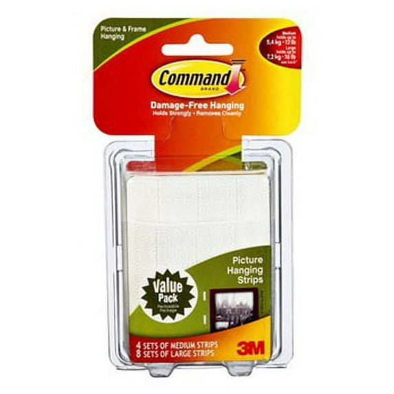 3m Command Medium & Large Picture Hanging Strips 8 Med Strips 16 Large
