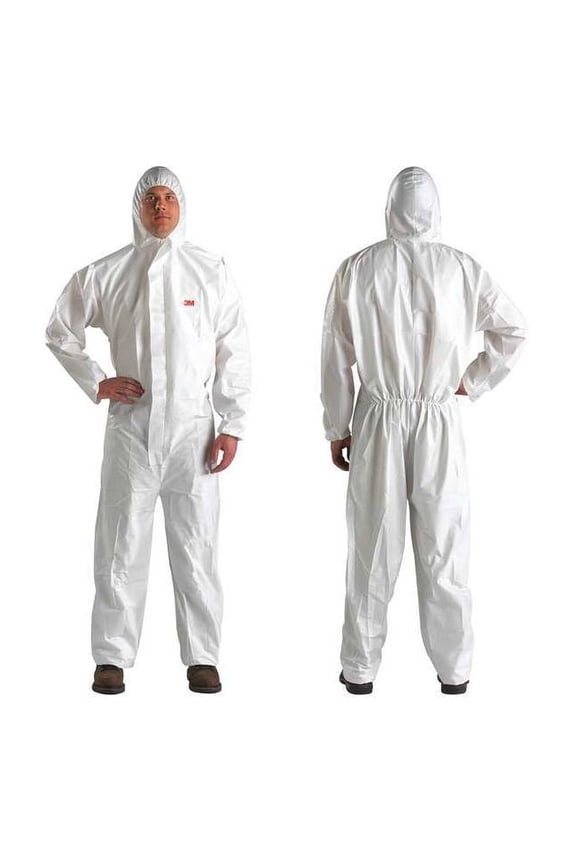 Hooded Disposable Coveralls, L, White, Microporous Laminate 4510-L