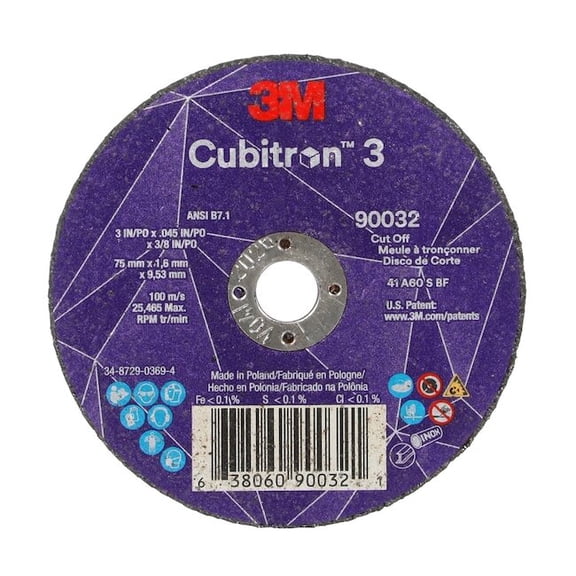 3m Cubitron Abrasive Cut-Off Wheel,3/8 in Connector 90032