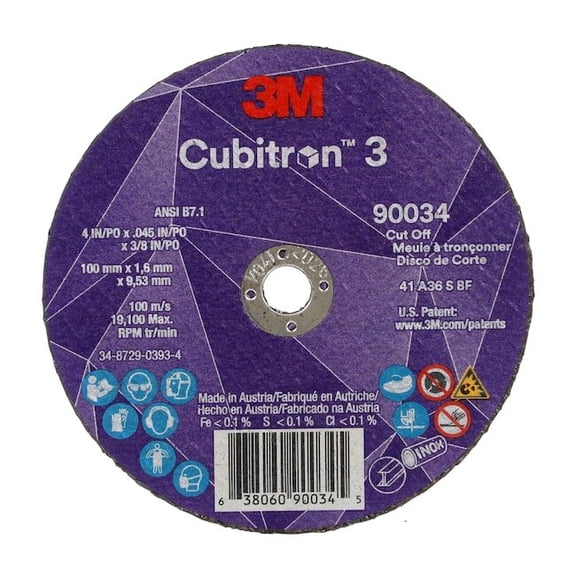 3m Cubitron Abrasive Cut-Off Wheel,3/8 in Connector 90034